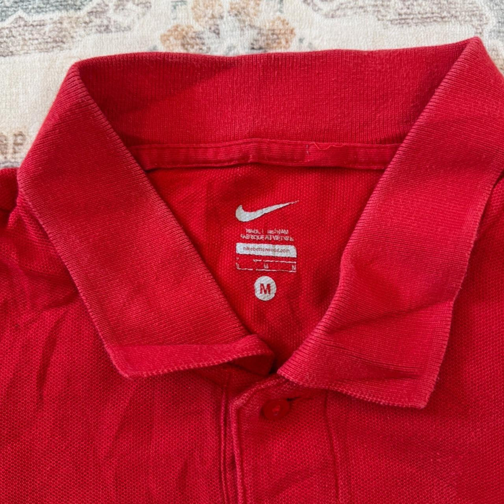 Nike Polo Shirt in Red with White Logo Size M