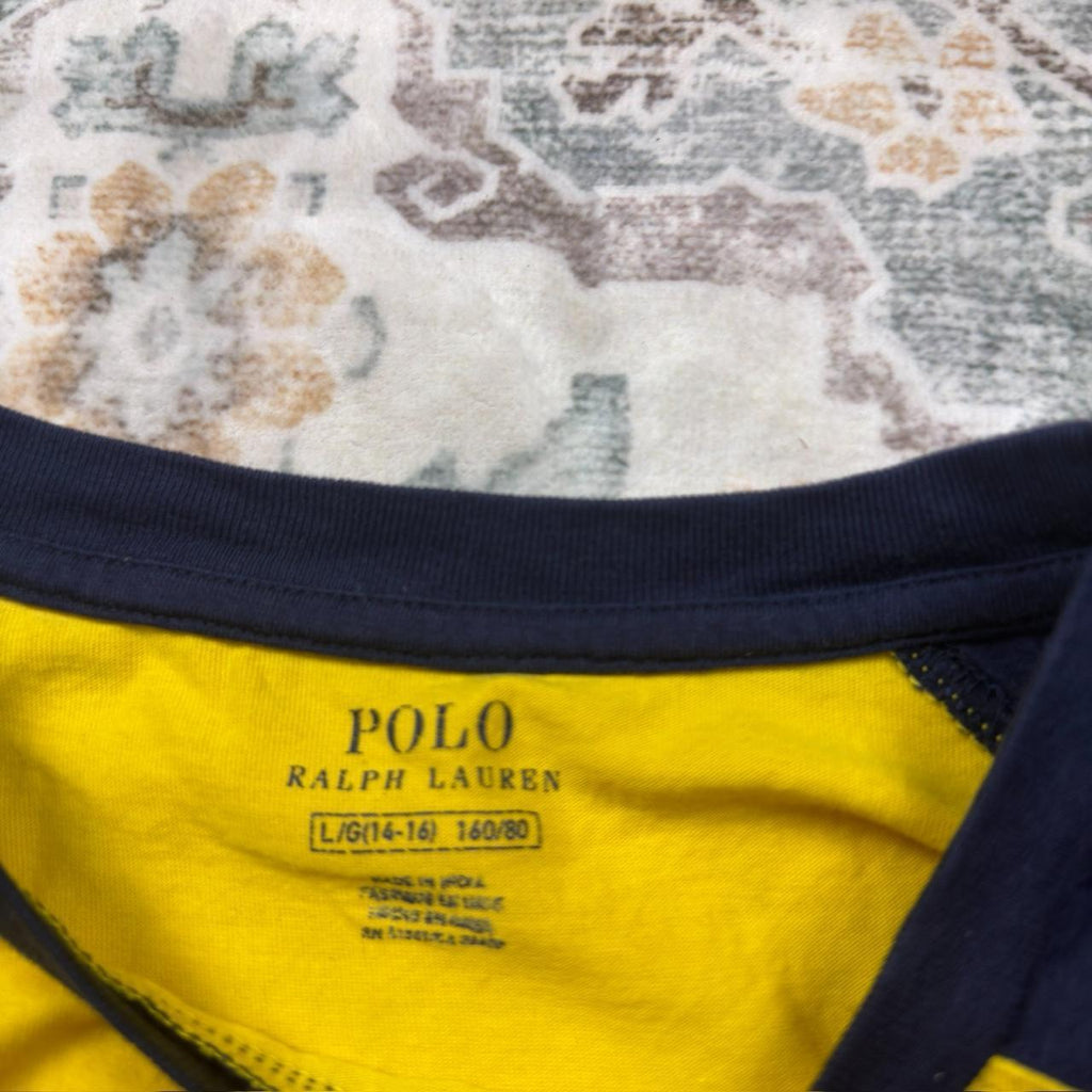 Polo Ralph Lauren Yellow and Navy “67” Long-sleeved Shirt Size L