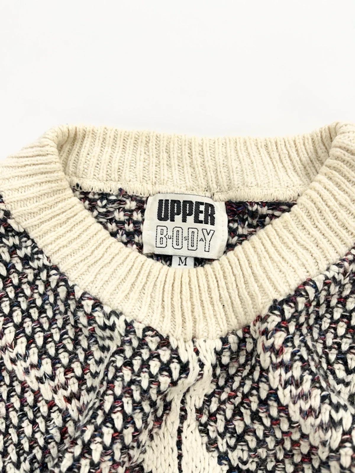 Vintage Upper Body Knit Jumper Cream Black Pattern