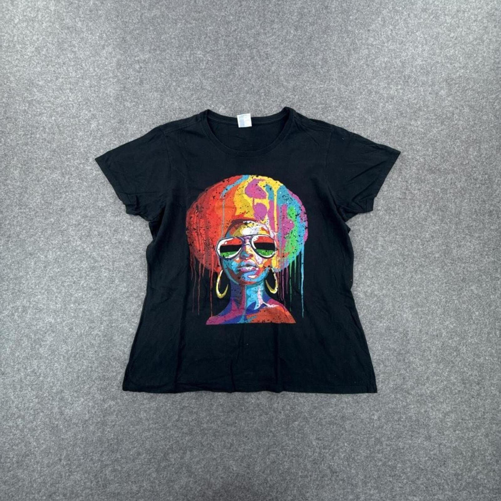 Black & multi-coloured streetwear t-shirt