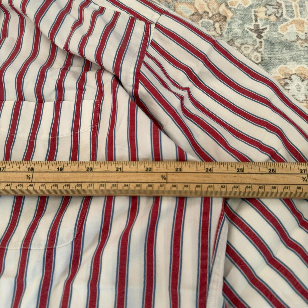 Tommy Hilfiger Red and White Striped Button-up Long-sleeved Shirt Size XL