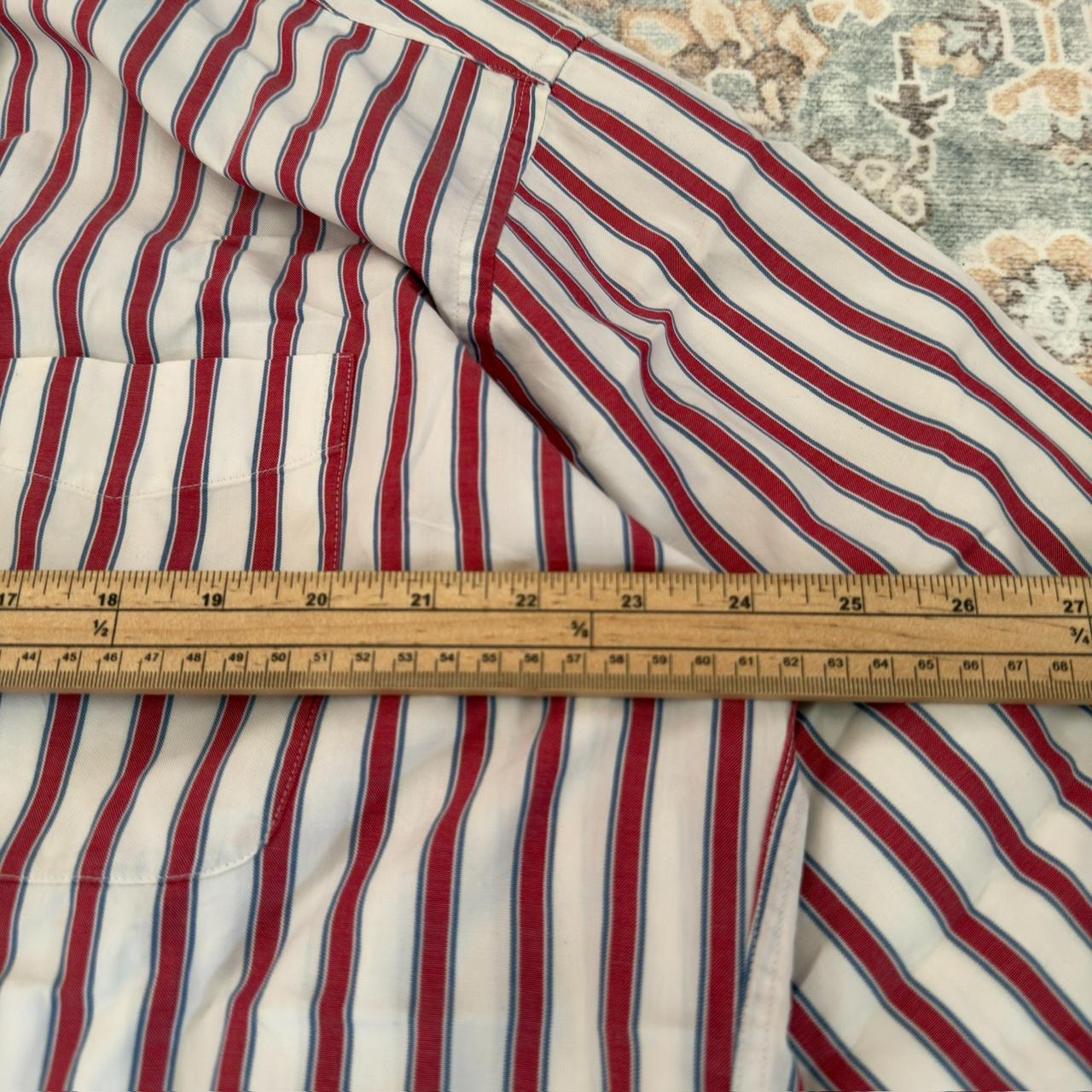 Tommy Hilfiger Red and White Striped Button-up Long-sleeved Shirt Size XL