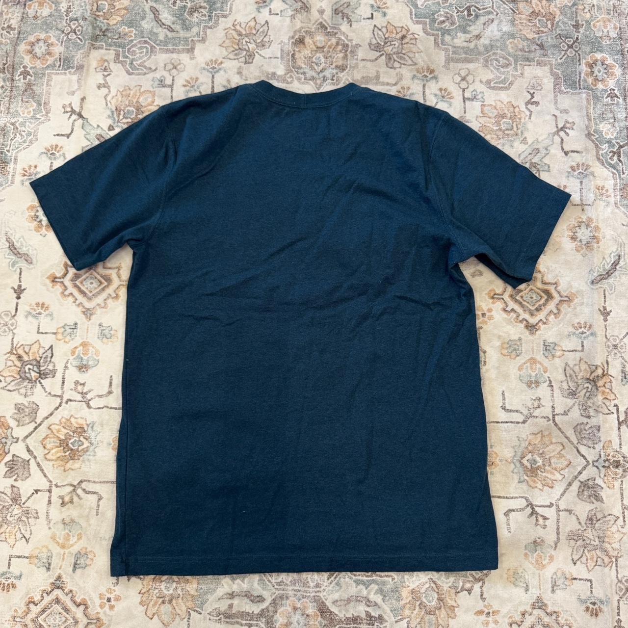 Carhartt Relaxed Fit Navy Blue T-Shirt with Orange Logo Size M