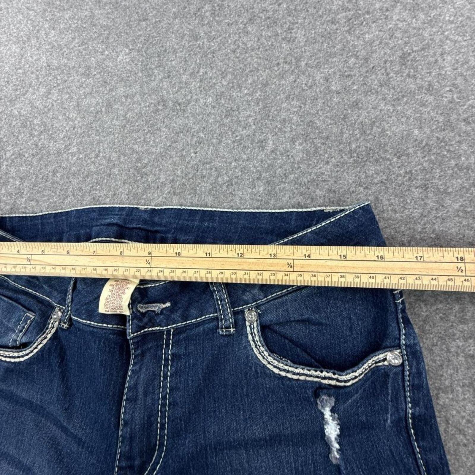 Faded Glory Y2K low-waist bootcut jeans with silver embroidery back pockets