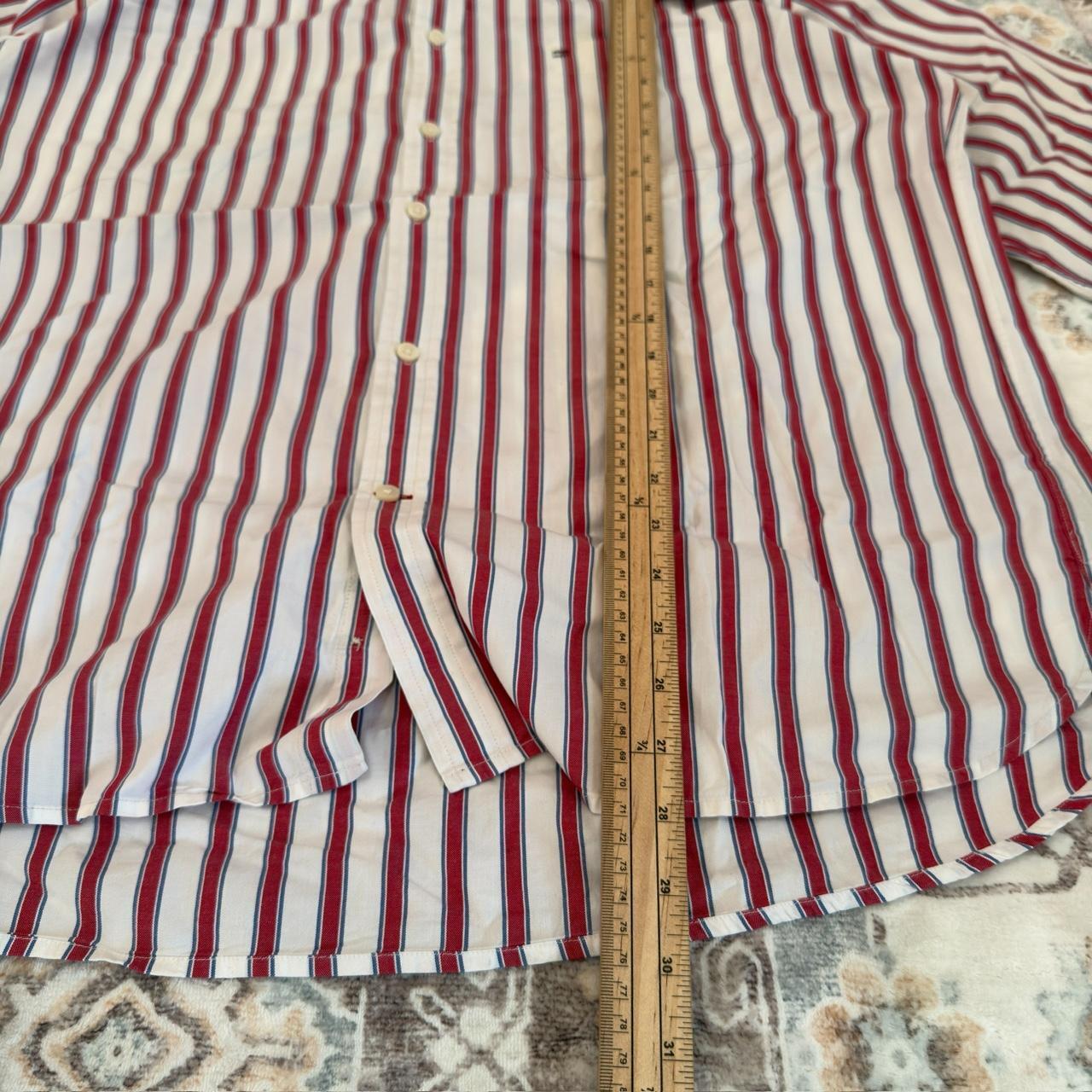 Tommy Hilfiger Red and White Striped Button-up Long-sleeved Shirt Size XL