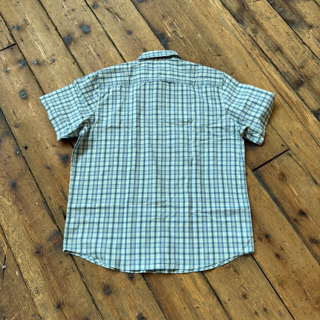 Wrangler Regular Fit Blue and Light Green Plaid Button-up Shirt Size XL