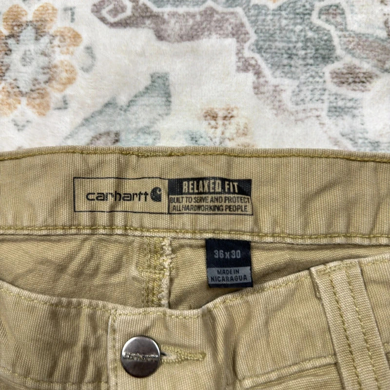 Carhartt Relaxed Fit Carpenter Trousers in Khaki W36 L30