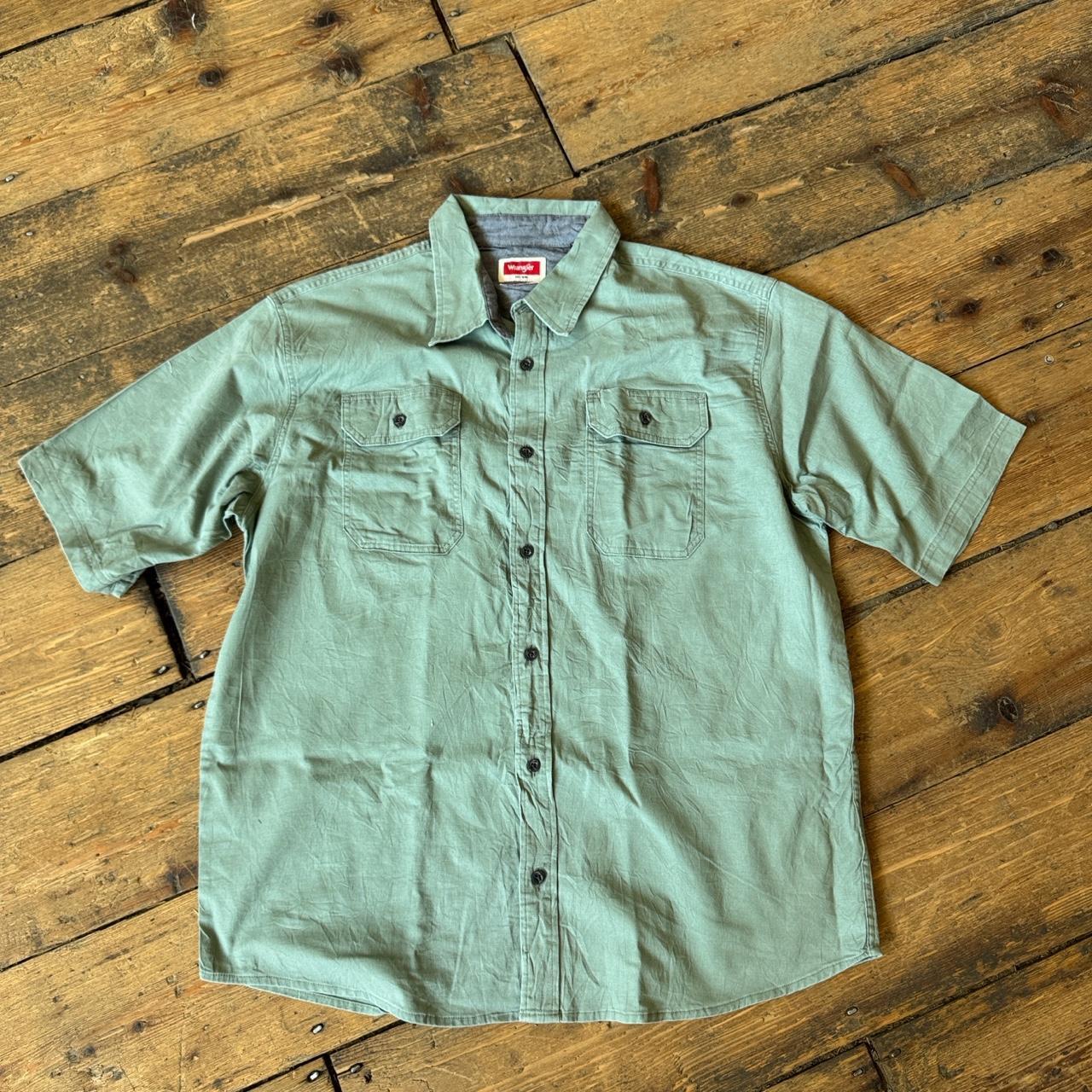 Wrangler Mint Green Short-sleeved Button-up Shirt Size L