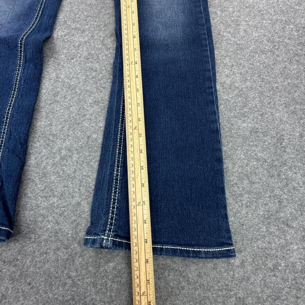 Faded Glory Y2K low-waist bootcut jeans with silver embroidery back pockets