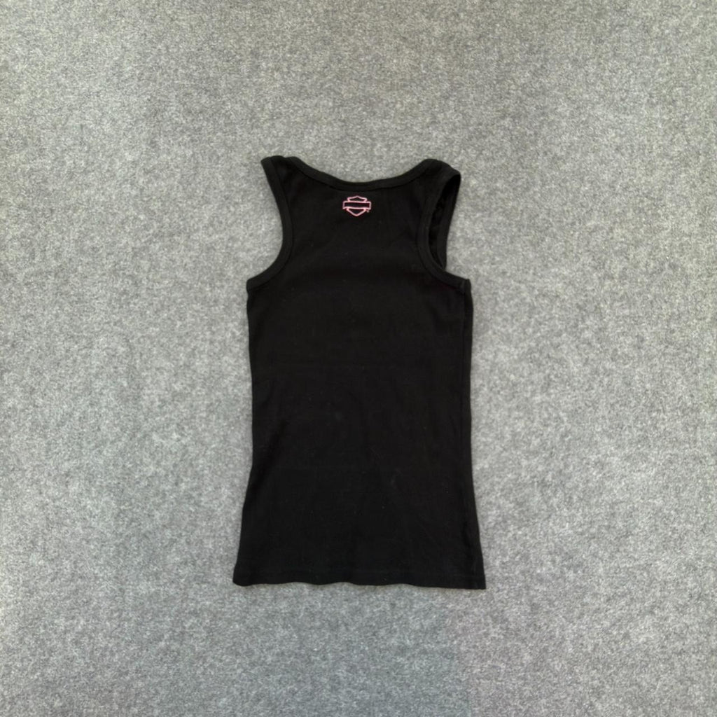 Harley Davidson Black Tank Top with Pink Lettering Women’s Size M