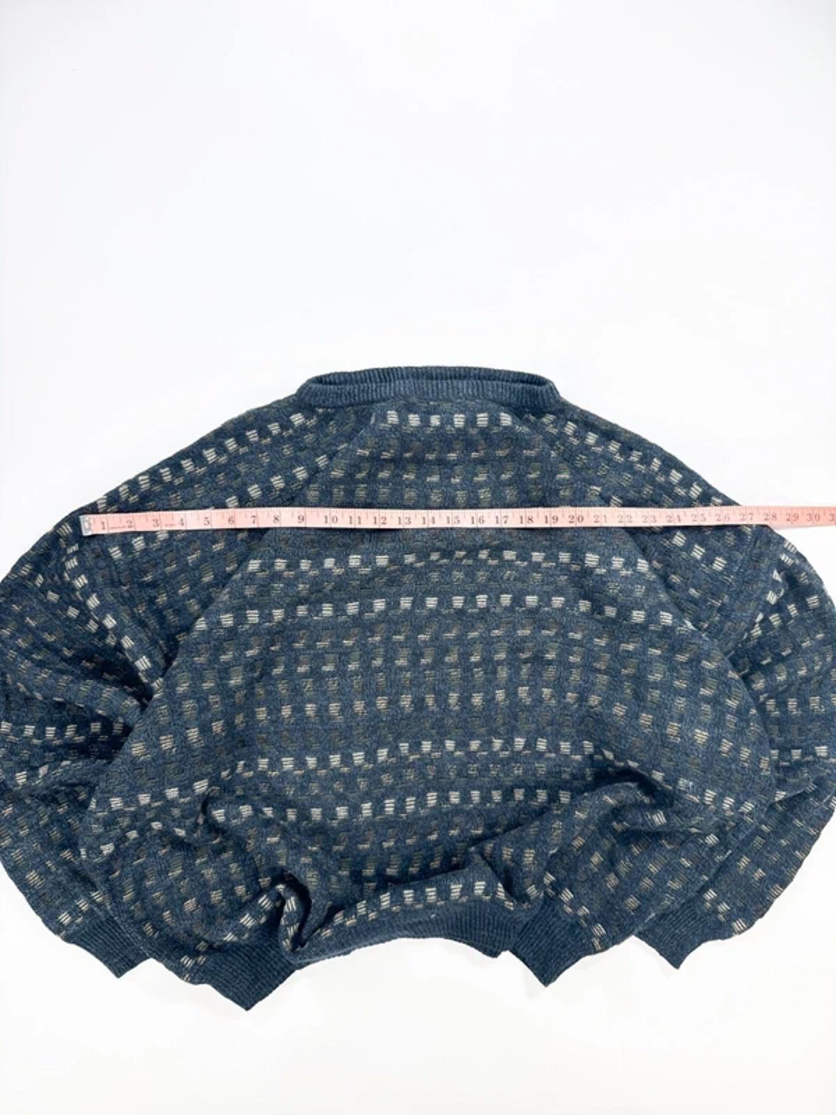 Farah Vintage Knit Sweater Blue Grey Pattern 3XL