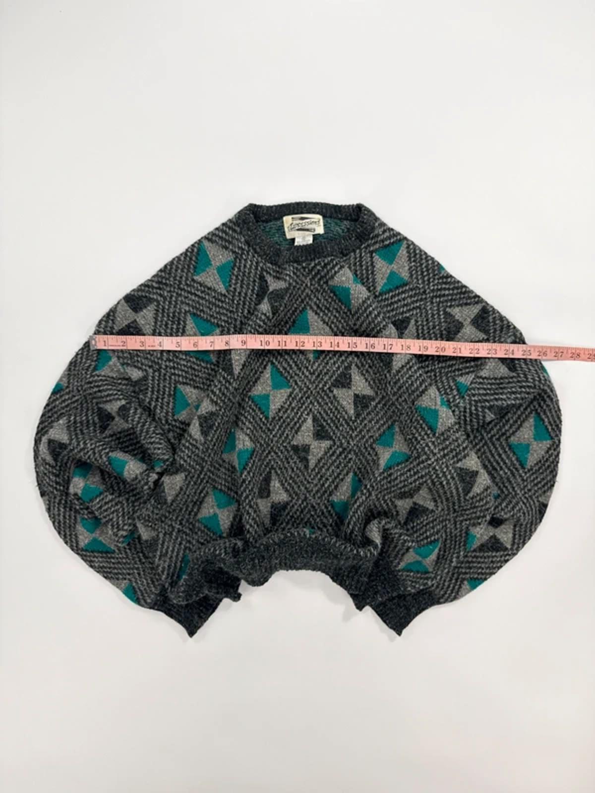 Vintage Expressions Knit Jumper Grey Abstract Pattern