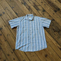 Wrangler Rugged Wear Light Blue and White Plaid Button-up Short-sleeved Shirt
