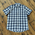 Lee Regular Fit Navy and White Gingham Short-sleeved Button-up Shirt Size M