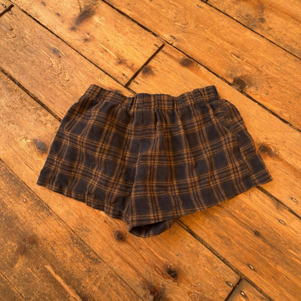 EZwear Brown and Navy Plaid Shorts Size M