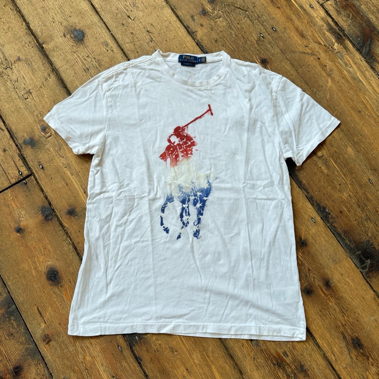 Polo Ralph Lauren Classic Fit T-Shirt with American Flag Coloured Logo Size S