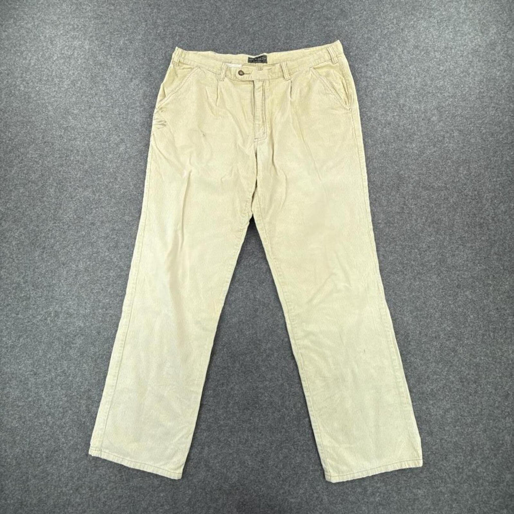 Cream corduroy straight leg trousers