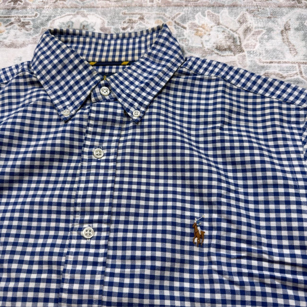 Ralph Lauren Classic Fit Blue Gingham Long-sleeved Button-up Shirt Size M