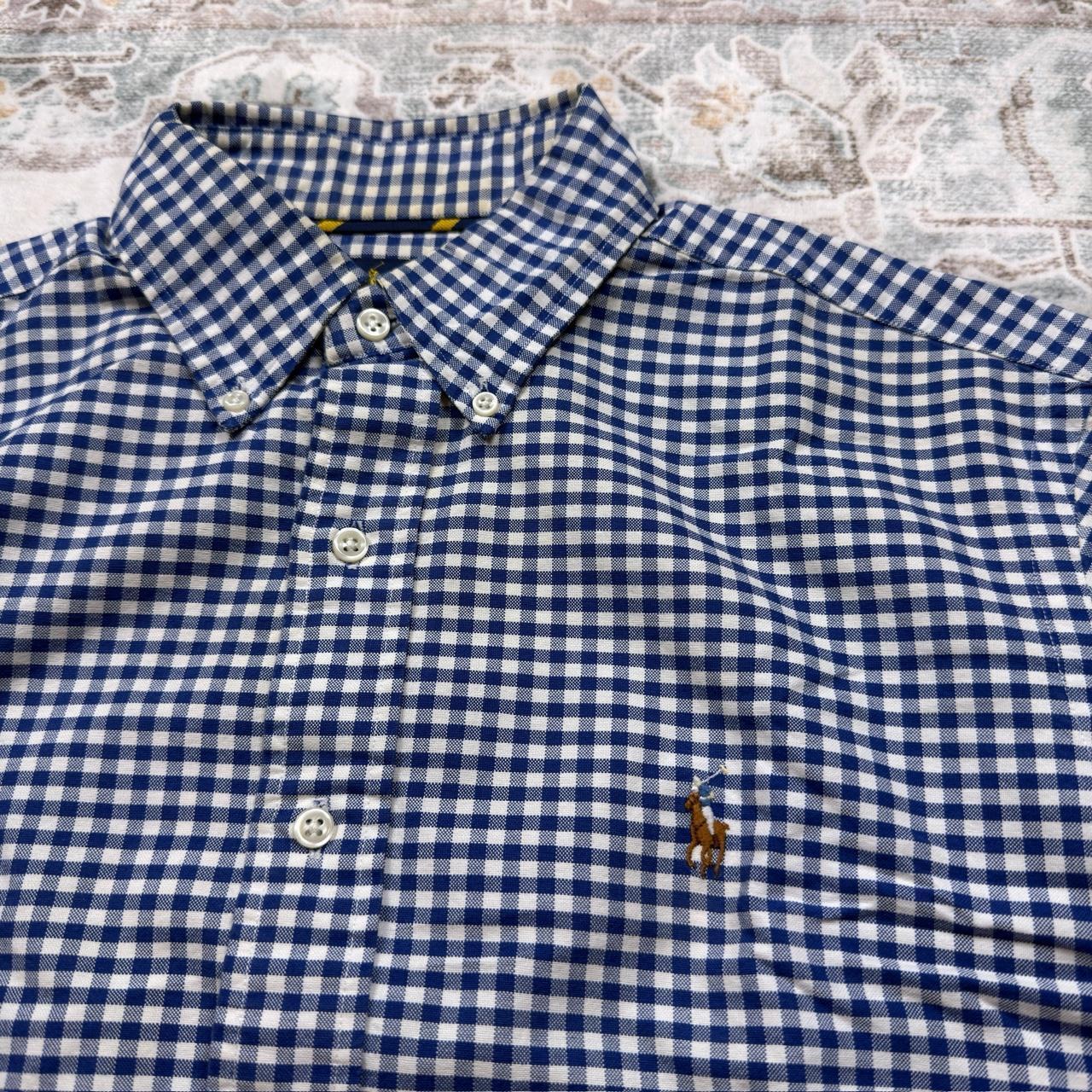 Ralph Lauren Classic Fit Blue Gingham Long-sleeved Button-up Shirt Size M