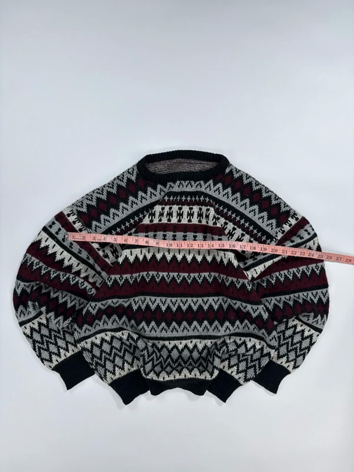 Vintage Knit Jumper Black Cream Burgundy Fair Isle Pattern