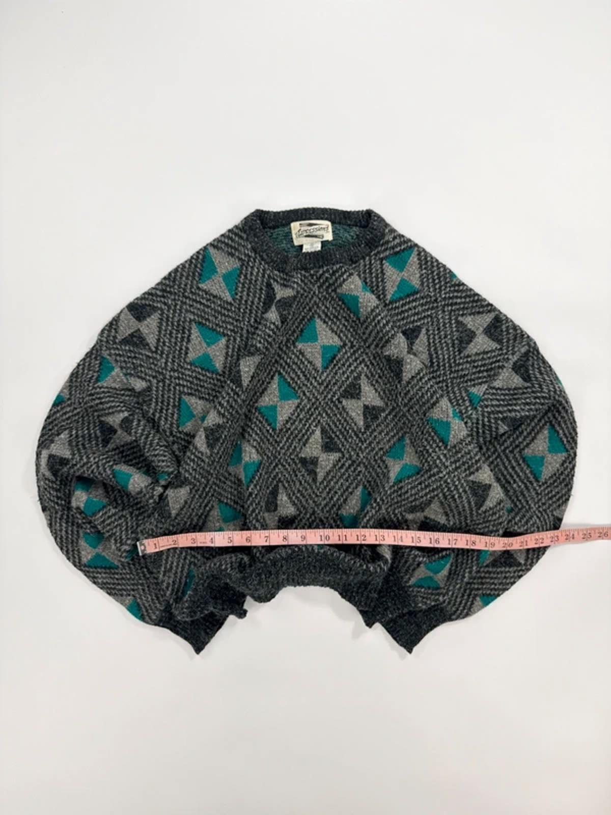 Vintage Expressions Knit Jumper Grey Abstract Pattern