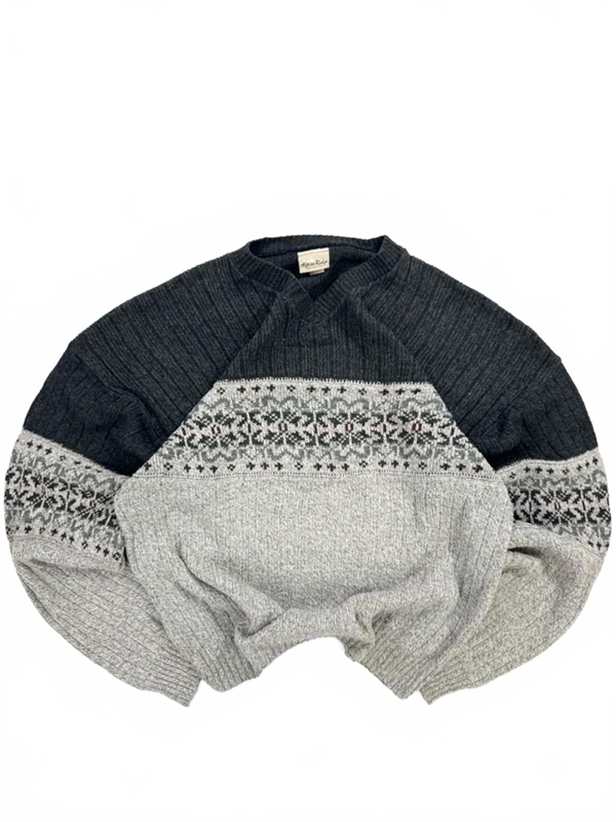 Alpine Ridge Vintage Knit Jumper Grey Navy Pattern