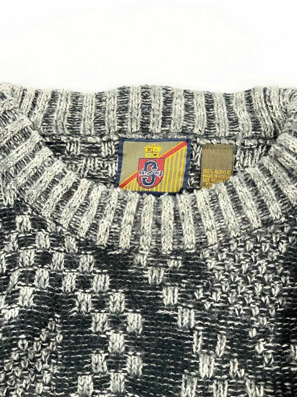 Vintage Abstract Knit Sweater Grey Black Pattern