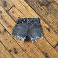 Levi's 501 Women’s Frayed Hem Denim Booty Shorts in Washed Black W24