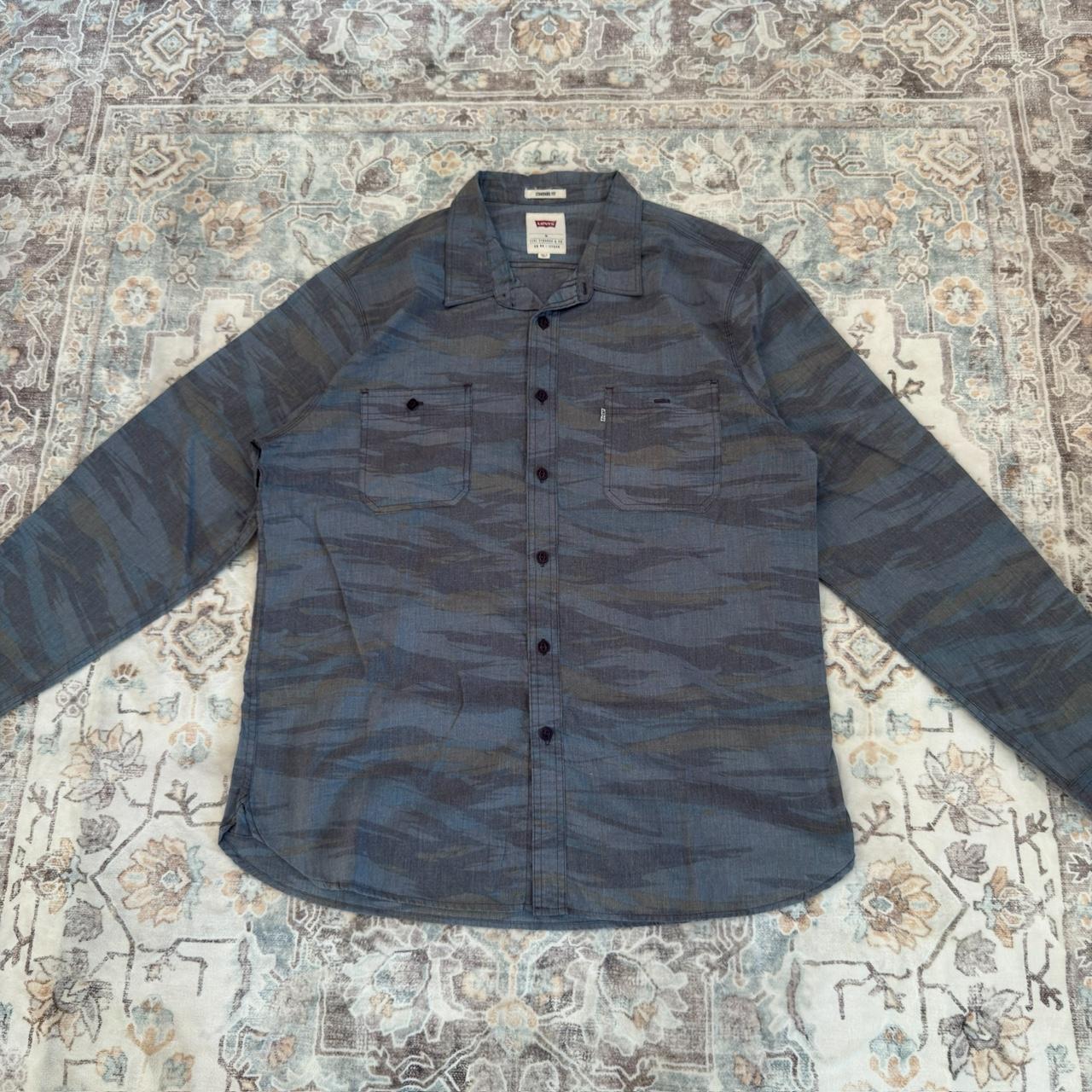 Levi's Blue Patterned Button-up Long-sleeved Shirt Size XL