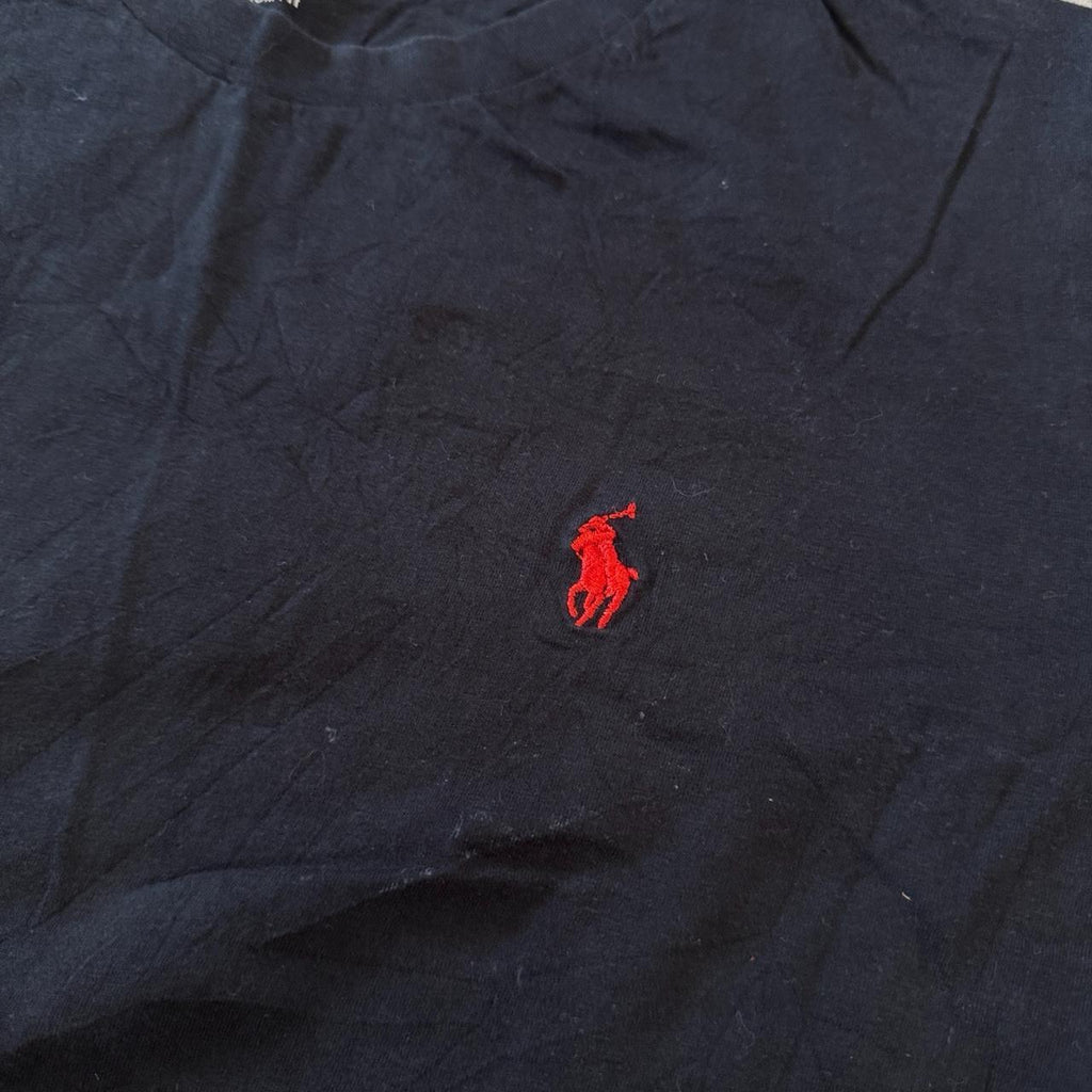 Polo Ralph Lauren Custom Fit T-Shirt in Black with Red Embroidered Logo Size L