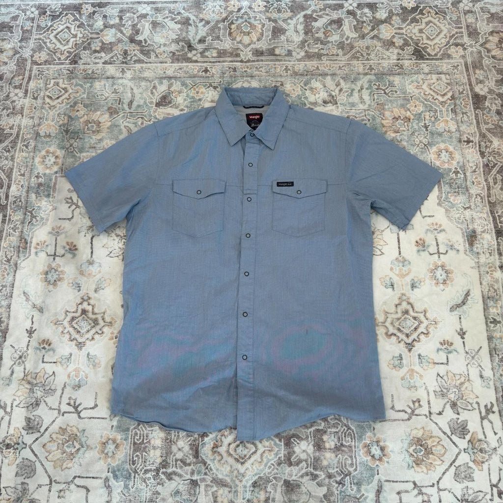 Wrangler Regular Fit Blue Button-up Shirt Size M