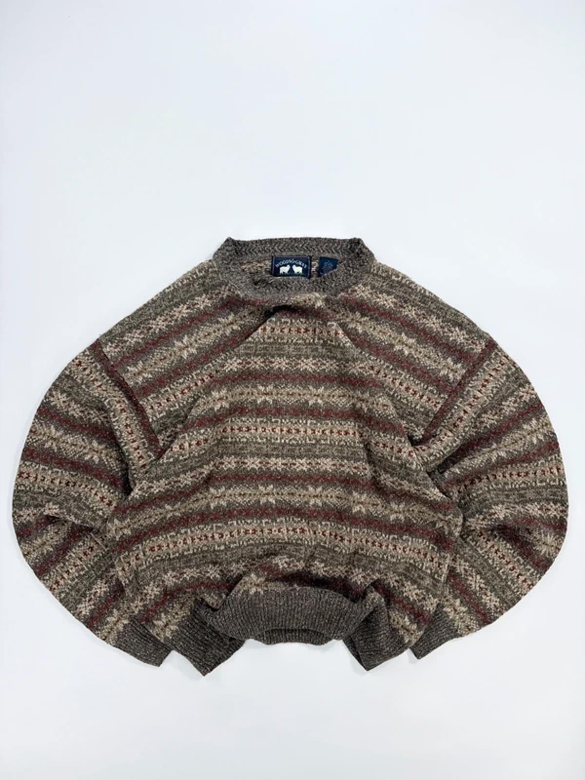 Woods & Gray Vintage Silk Knit Jumper Brown Red Pattern
