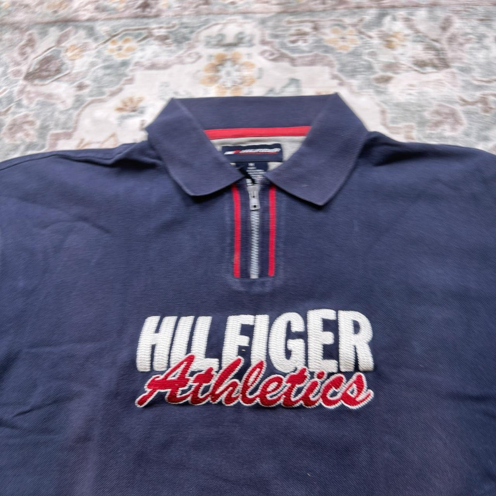 Tommy Hilfiger Navy Blue Quarter-Zip Polo Shirt Size M