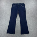 APT.9 dark wash Y2K low-waist bootcut jeans with silver embroidery details