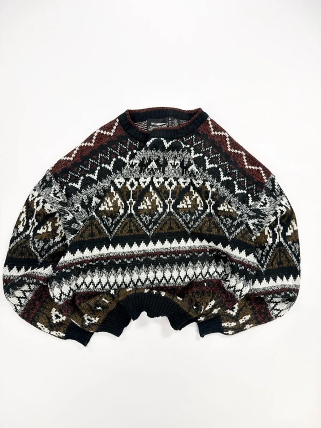 Expressions Vintage Knit Jumper Black Fair Isle Pattern