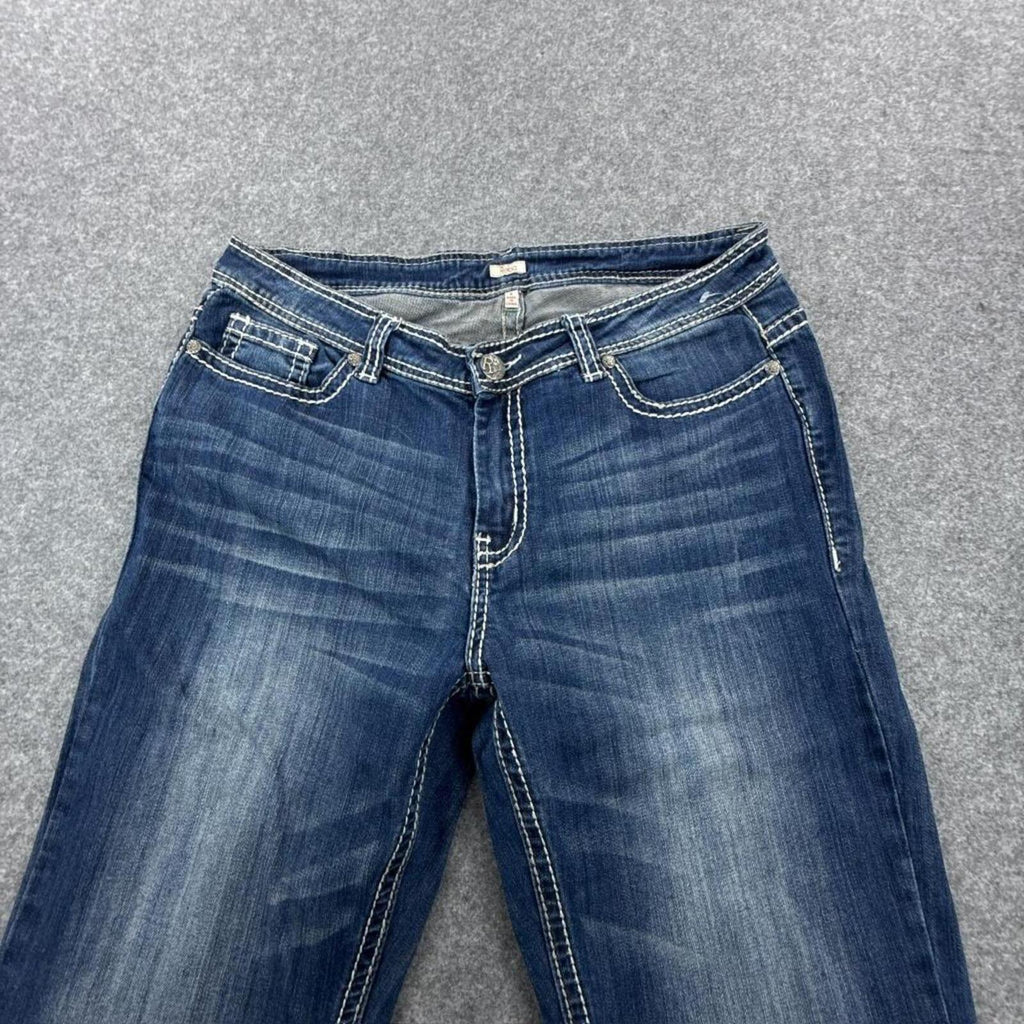 Reba Y2K low-waist straight leg jeans with leopard print detail #denim