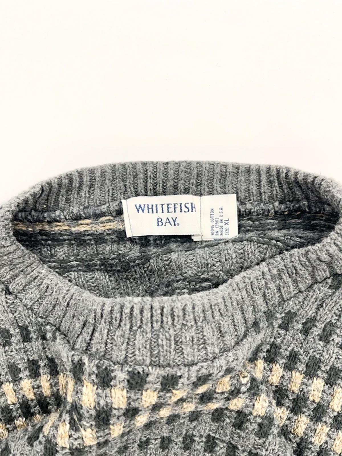 Whitefish Bay Vintage Knit Jumper Grey Check Pattern