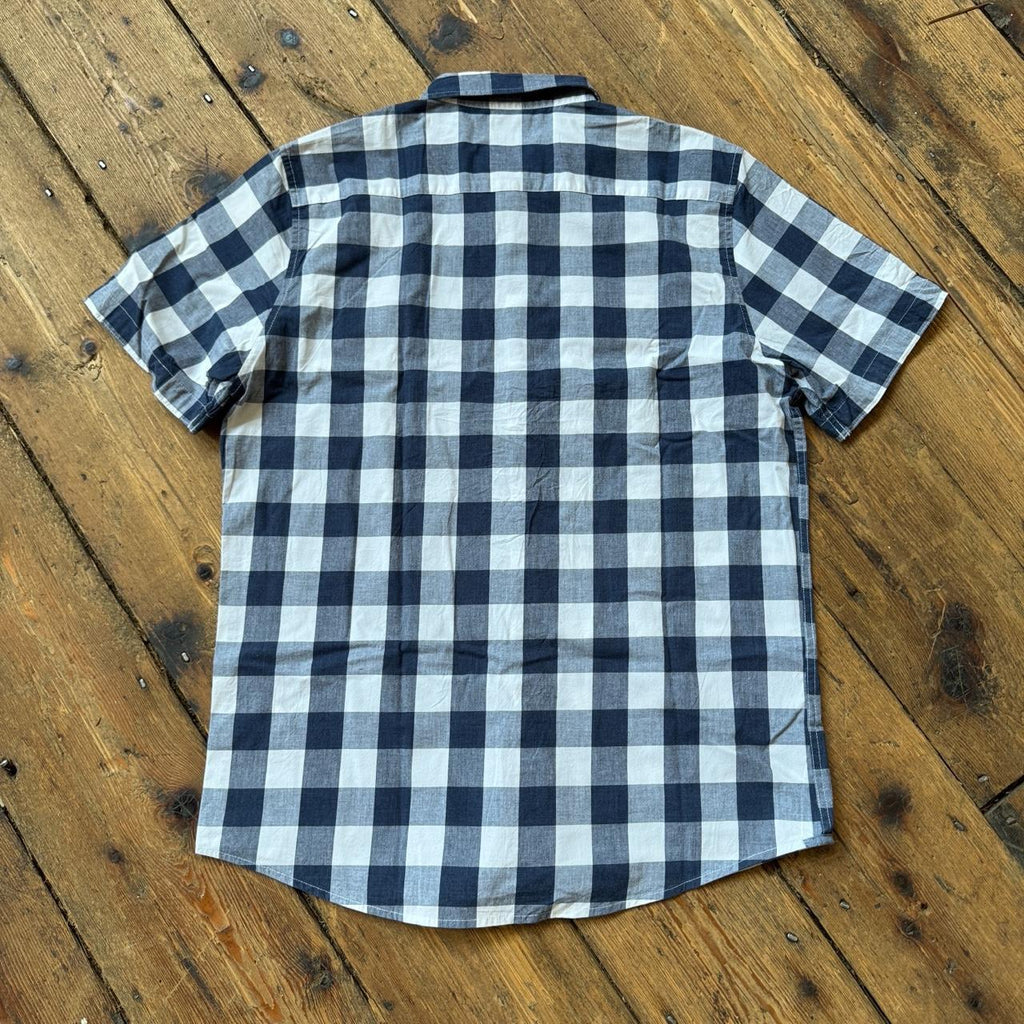 Lee Regular Fit Navy and White Gingham Short-sleeved Button-up Shirt Size M