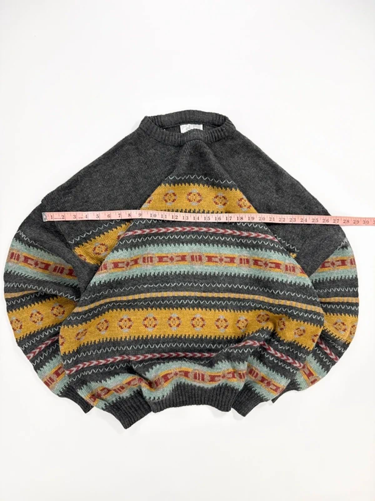 George Die Vintage Knit Jumper Grey Yellow Pattern