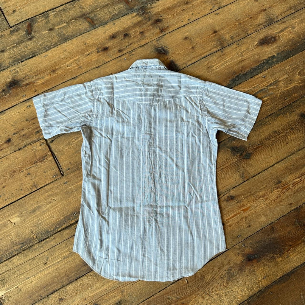 Wrangler Cowboy Cut Regular Fit White and Blue Striped Button-up Shirt