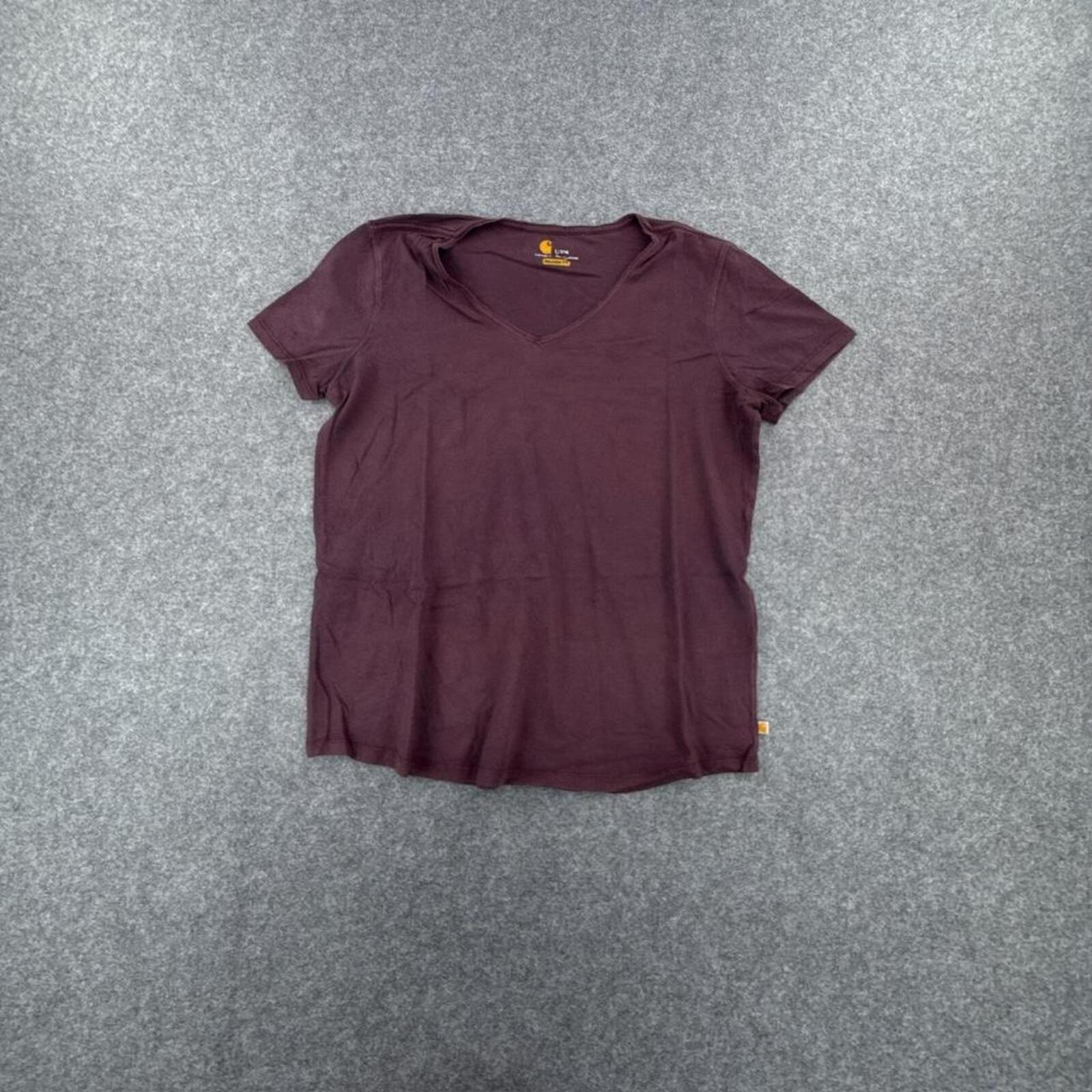 Burgundy Carhartt V-neck t-shirt #Carhartt