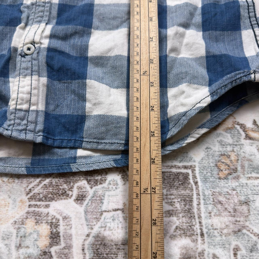 Tommy Hilfiger Plaid Long-sleeved Button-up Shirt in Blue and White Size M