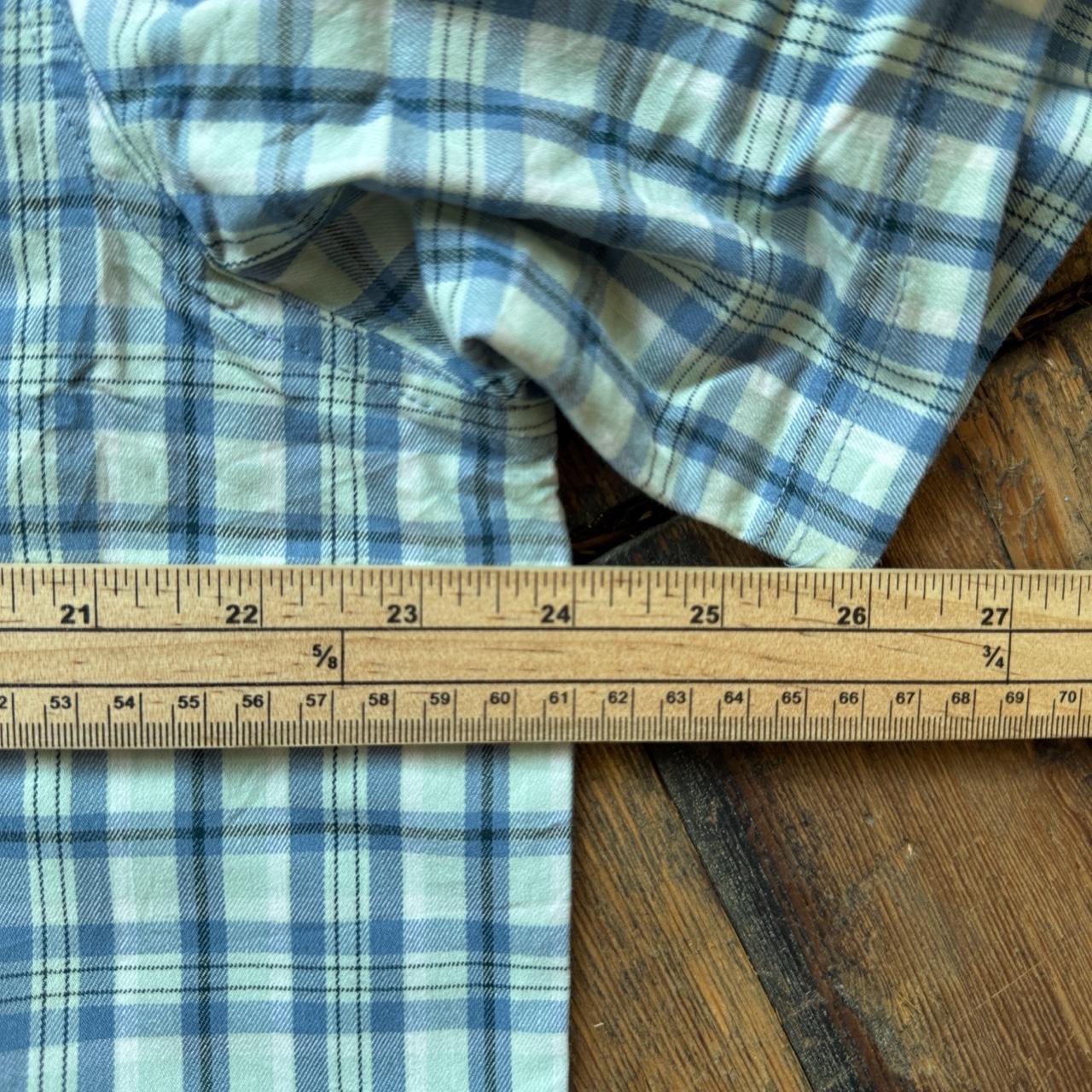 Wrangler Regular Fit Blue and Light Green Plaid Button-up Shirt Size XL