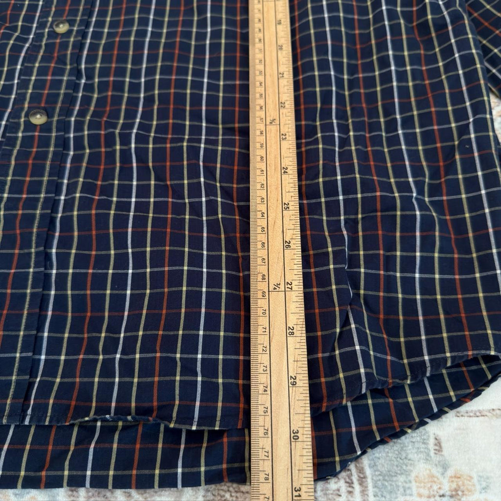 Pendleton Navy Blue Plaid Button-up Long-sleeved Shirt Size XL