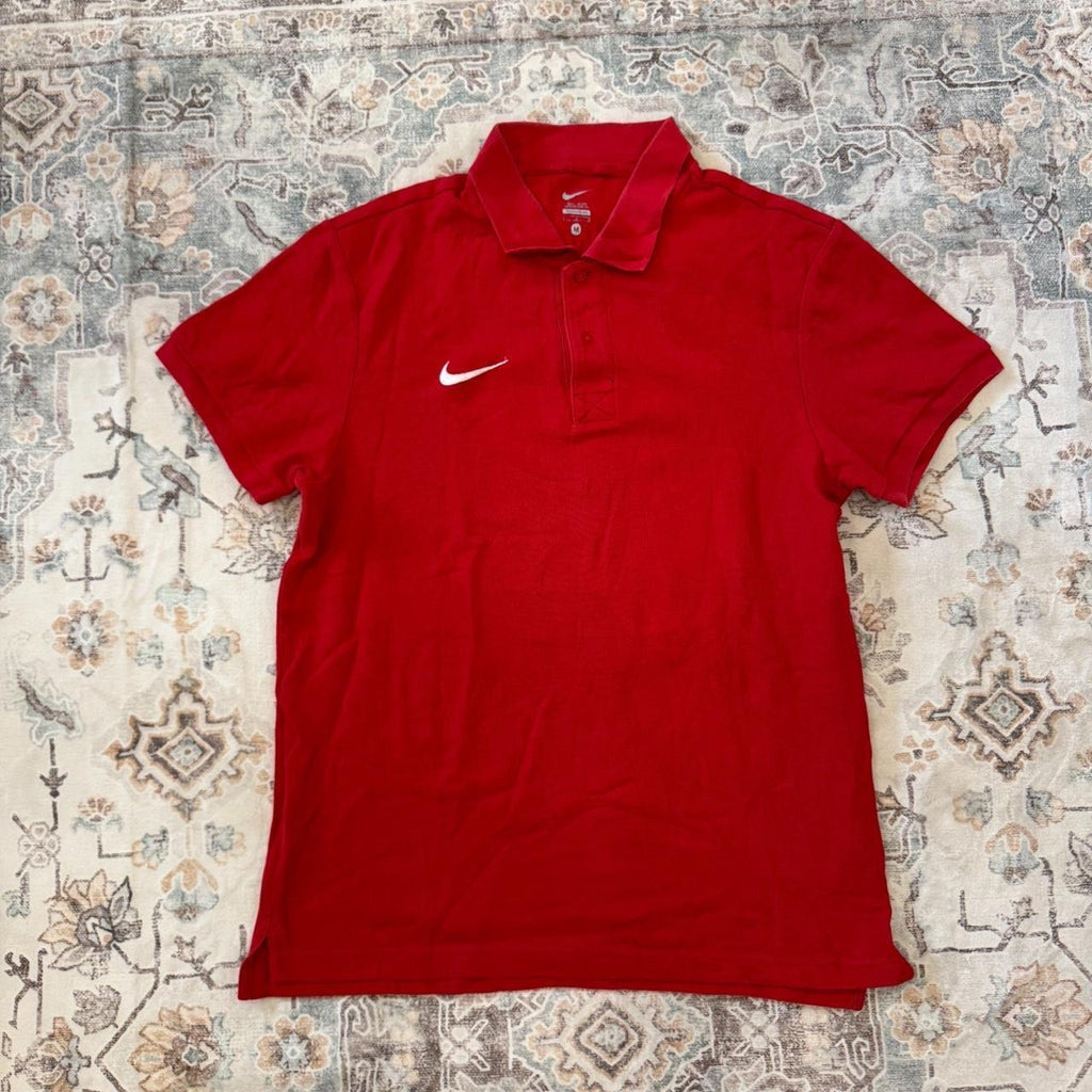 Nike Polo Shirt in Red with White Logo Size M