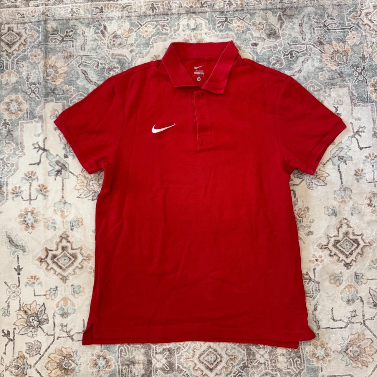 Nike Polo Shirt in Red with White Logo Size M