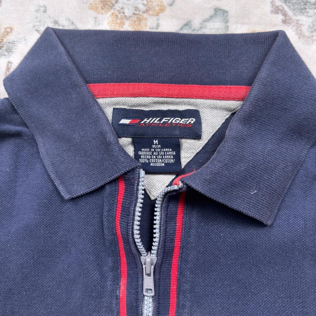 Tommy Hilfiger Navy Blue Quarter-Zip Polo Shirt Size M