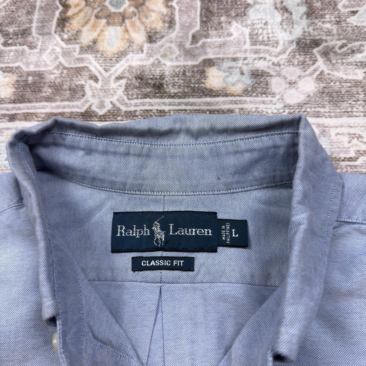 Ralph Lauren Classic Fit Short-sleeved Button-up Shirt in Light Blue Size L