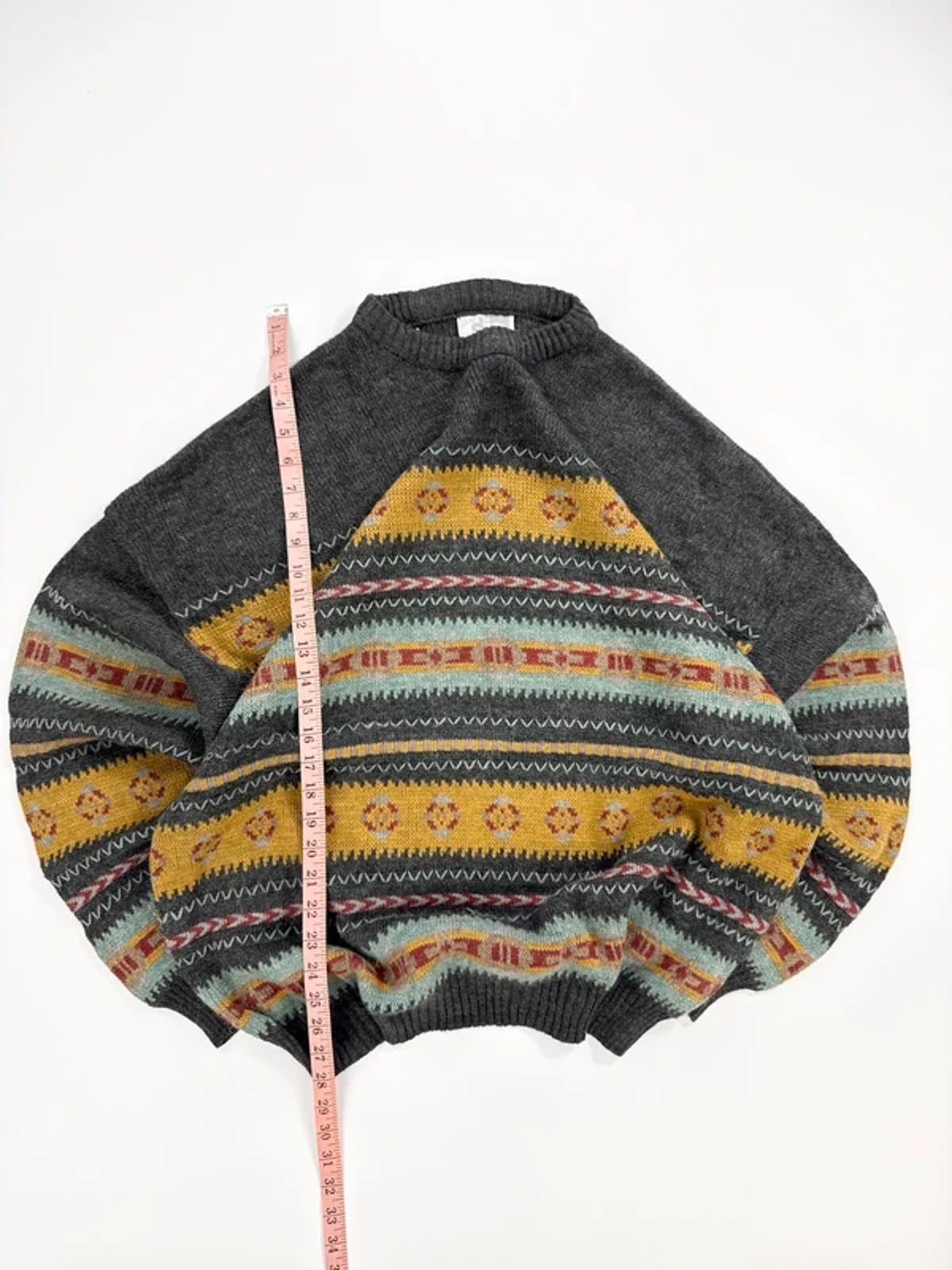 George Die Vintage Knit Jumper Grey Yellow Pattern