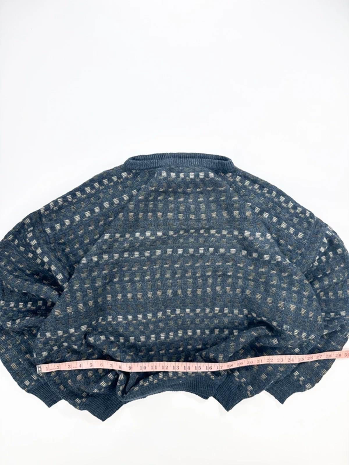 Farah Vintage Knit Sweater Blue Grey Pattern 3XL